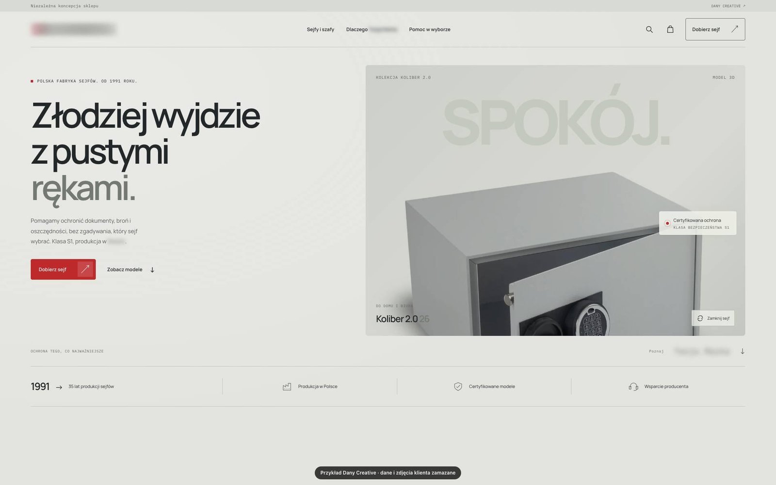 Strona Fabryka sejfów, sklep internetowy